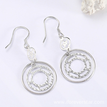 Jewelry Boho Large White CZ 925 Silver Earrings